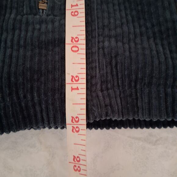 Free People Blue Green Corduroy Sherpa Collar Zip Up Cropped Jacket Small *READ - Picture 7 of 10